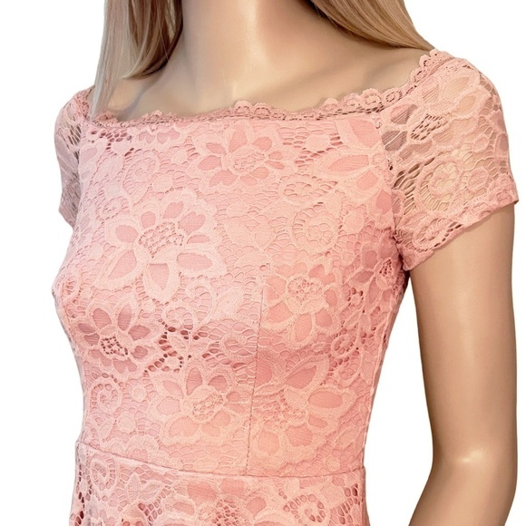 Dressystar Lace Cocktail Dress Hi-Lo Off Shoulder Bridesmaid Swing Formal Party - Picture 8 of 16